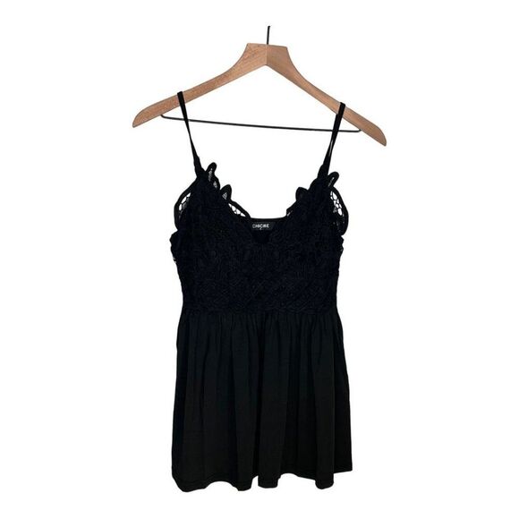 Sexy Contrast Lace V-Neck Cami Top Spaghetti Strap Tank V Neck Black Size Small - Picture 6 of 12